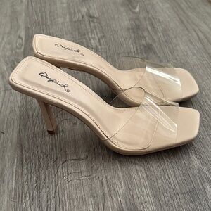 Qupid Nude Heels with Transparent Strap